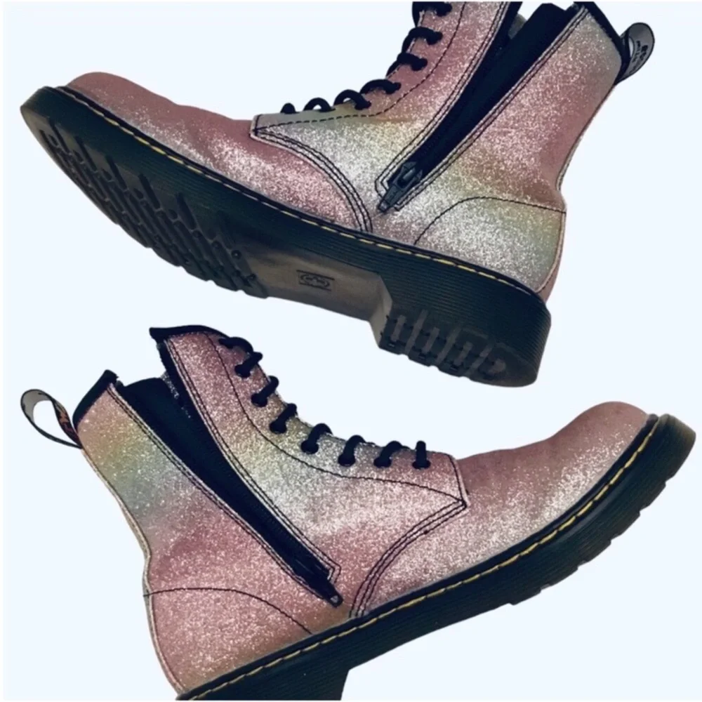 Dr. Martens 1460 Y Boots EU 37/L 6 Rainbow Glitter Combat Big Girl Side Zip Boot